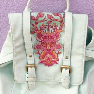 Minty Faux Leather Mini Backpack- Psycadelic Deer